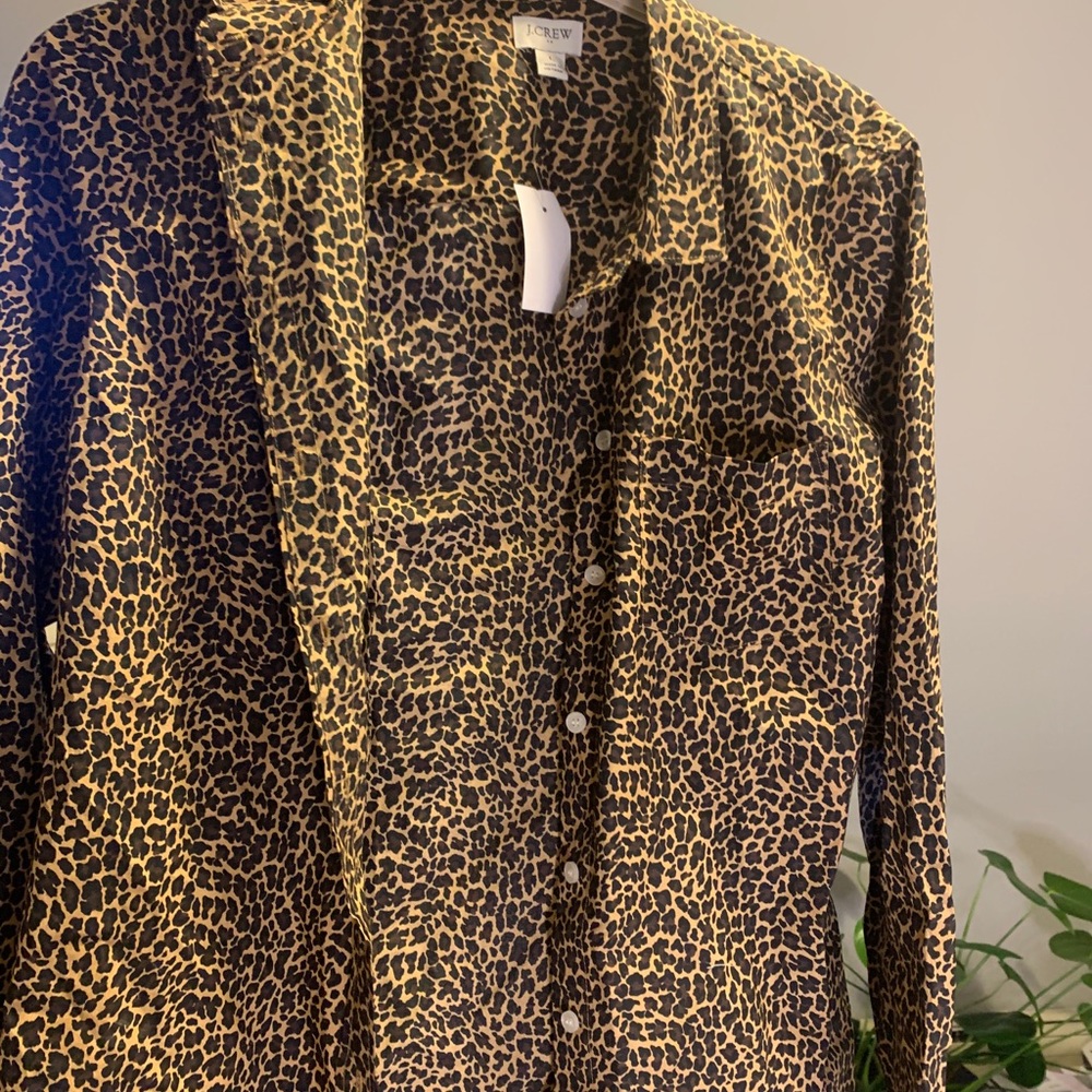 J. Crew leopard button down shirt